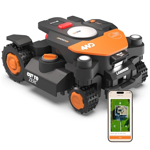 Worx Mähroboter 'Landroid Vision Cloud 4WD WR344', Allrad-Antrieb, bis 4000 m², präzise RTK Cloud Positionierung, App-Steuerung, Schnitt-Höhenverstellung