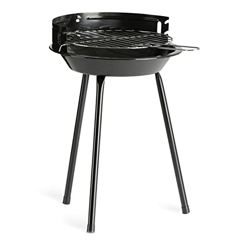 Landmann Holzkohle-Rundgrill | Mobiler Holzkohlegrill | Ideal für 2 bis 3 Personen geeignet | Ø 27 cm | Windschutz | 3 stabile Beine | Schwarz