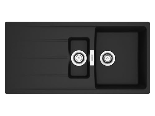 FRANKE Einbauspüle Maris Centro CNG 651-100 Black Matt, reversibel, 3 1/2" Drehknopfventil, Edelstahl