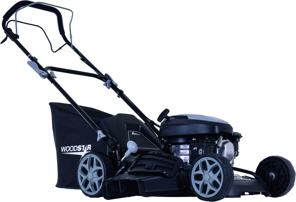 Woodster Benzin-Rasenmäher BLM460-161S, 2,6 kW Motor, 46 cm Schnittbreite, schwarz-grau, 55 L Fangkorb, 7-fach höhenverstellbar