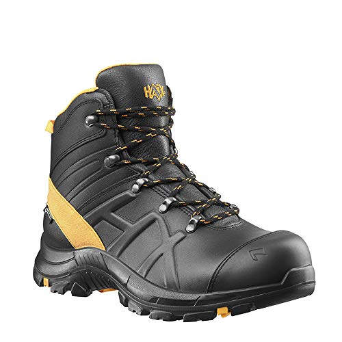 HAIX® Black Eagle Safety 54 Mid, Sicherheitshochschuhe aus robustem Glattleder mit GORE-TEX® und AIRFLOW-Kanälen, schwarz/orange, Gr. 71/2
