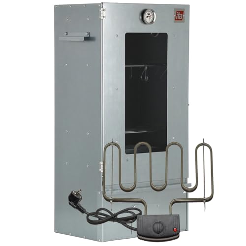 ITA Elektrischer Räucherofen 7002, Premium Räucherschrank aus Edelstahl 81 cm mit Elektroheizung, Sichtfenster und umfangreichem Zubehör für Kalträuchern & Heißräuchern