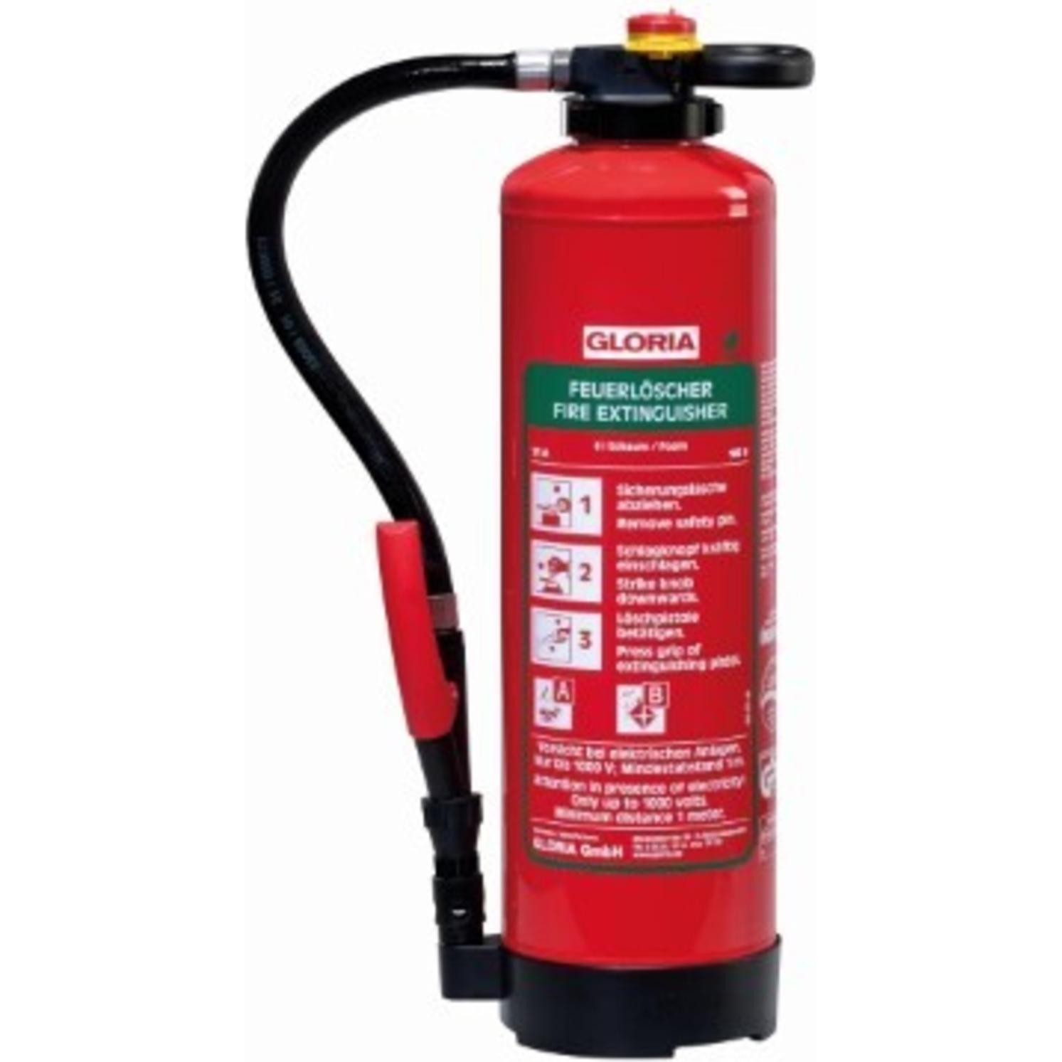 Gloria SB6PRO, Feuerlöscher zur Brandbekämpfung mit fluorfreiem Bio-Schaum, 6,0 l, für Brandklassen 21A und 183B