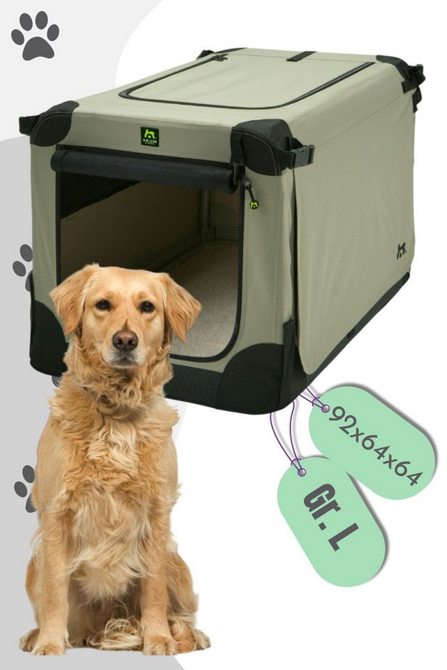 MAELSON Hunde-Transportbox Soft Kennel faltbare Hundebox / Tier Transportbox Beige, Nylon 600D, Glasfaserverstärktes Mesh-Gewebe