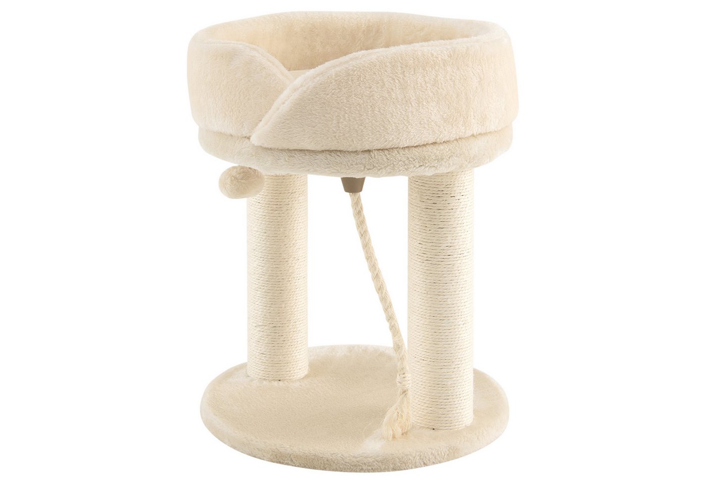 COSTWAY Kratzbaum Katzenbaum, mit Fellknäuel und Sisalseil, Beige
