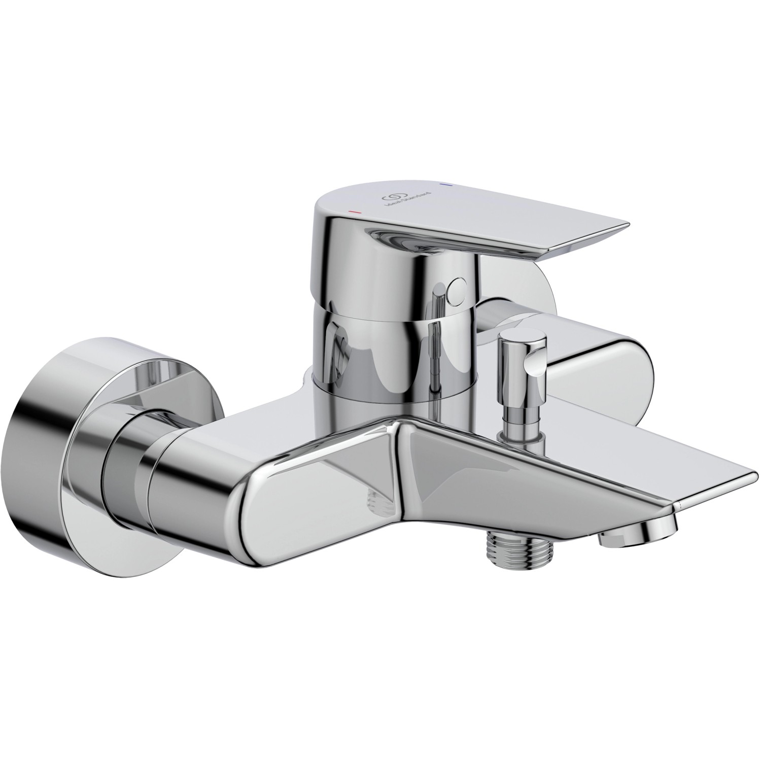 Ideal Standard Badearmatur Tesi Aufputz Chrom, Duscharmatur mit Wasserflussbegrenzung und Heißwassertemperaturbegrenzer