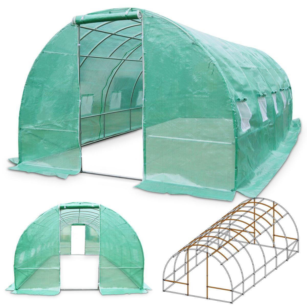 TOM Folien Gewächshaus GH-1800, 18 m², 300×200×600 cm, 140g/m² Gitterschutzfolie, wasserfest, UV-beständig, Erdanker