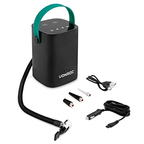 VONROC Luftpumpe Kompressor 20V, tragbar, Akku-betrieben für Auto & Fahrrad, leicht und kompakt