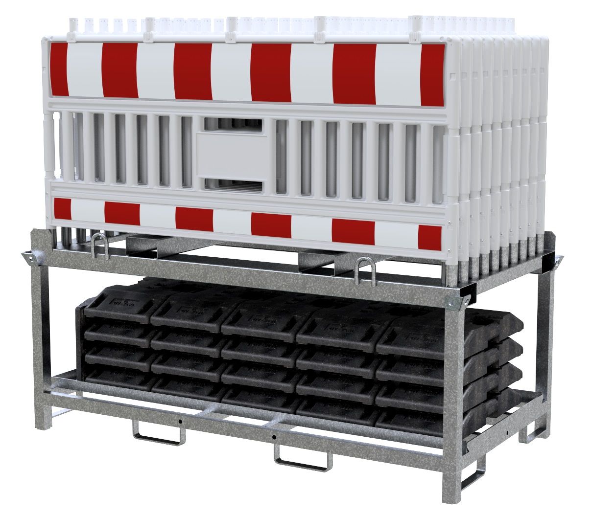 Schake GmbH Absperrschrankengitter Set RA1/A, 20 mobile Absperrgitter mit 21 Fußplatten für Baustellen und Veranstaltungen