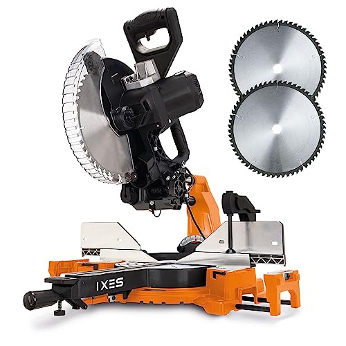 IXES Kappzugsäge IX-KZP305 Gehrungssäge Zugsäge inkl. Sägeblatt mit 48 Zähnen | 2000W Leistung | 180mm Schnitthöhe | 340mm Schnittbreite | schwenkbar von -50 bis +50° | Neigungswinkel 48° - Preisvergleich