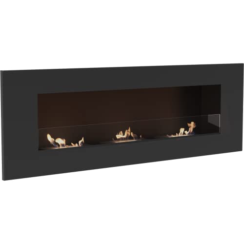 KRATKI Delta 3 Bio-Ethanol-Kamin für den Innenbereich | Für Wandmontage oder Eckeinbau l Biocontainer 0,6 l, TÜV-geprüft | Stahl, 40 x 120 cm, Schwarz