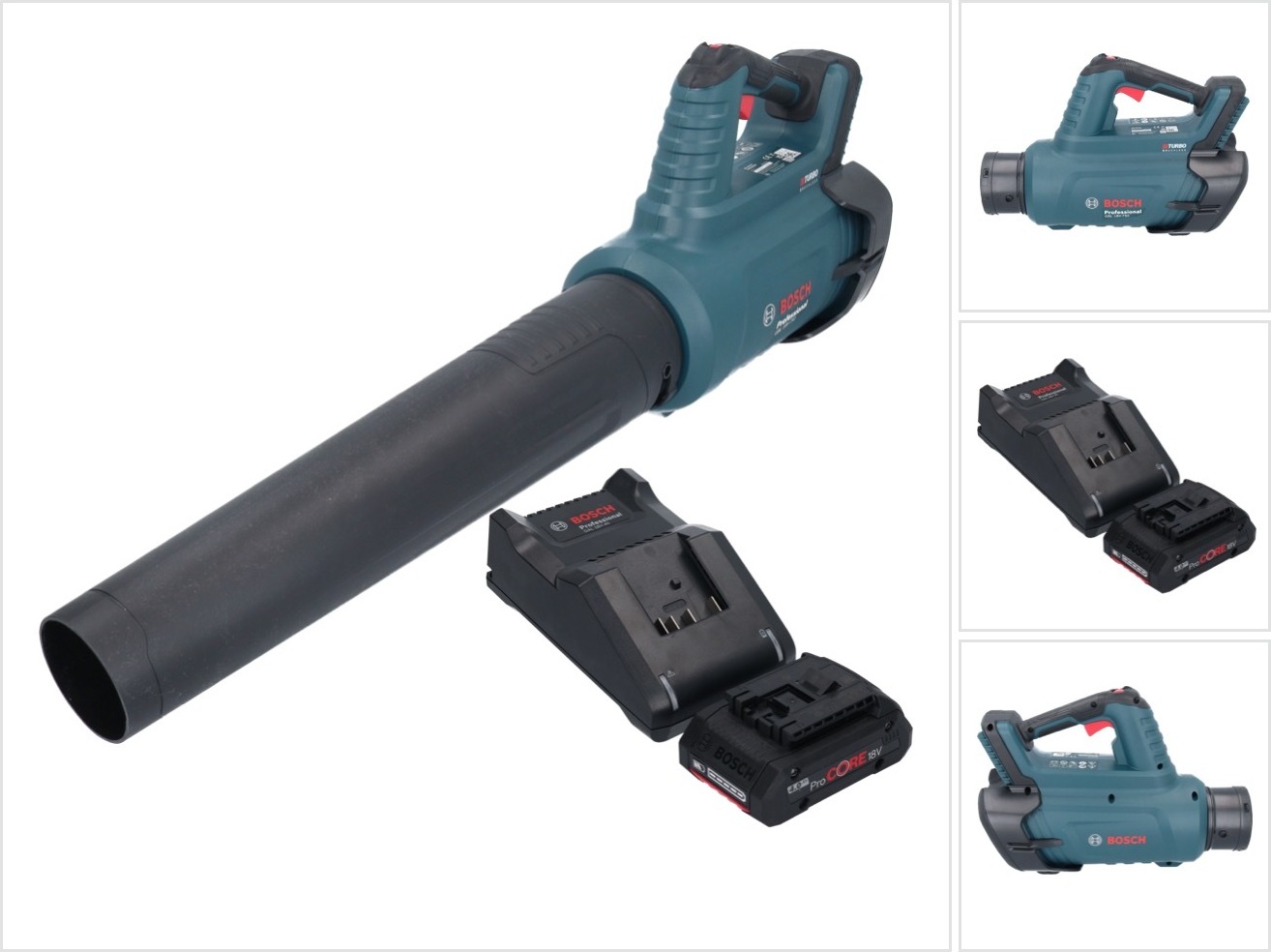 Bosch GBL 18V-750 Professional Akku Gebläse 18 V BITURBO Brushless + 1x ProCORE Akku 4,0 Ah + Ladegerät, kabelloser Laubbläser mit hoher Leistung