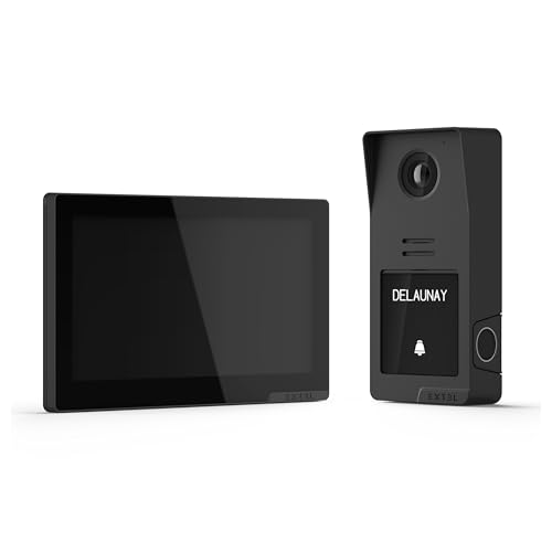 Extel Video-Türsprechanlage Dgital Connect, 7-Zoll-Touchscreen mit 2-Draht-Technik, schwarz, mit Fingerabdruck- und QR-Code-Zugriff
