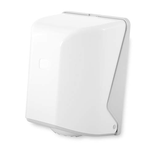 SemyTop ST-5020 Papierhandtuchrollen-Spender, Weiß, für Innenabzugrollen bis Ø 22 cm, abschließbar, 320 x 225 x 210 mm