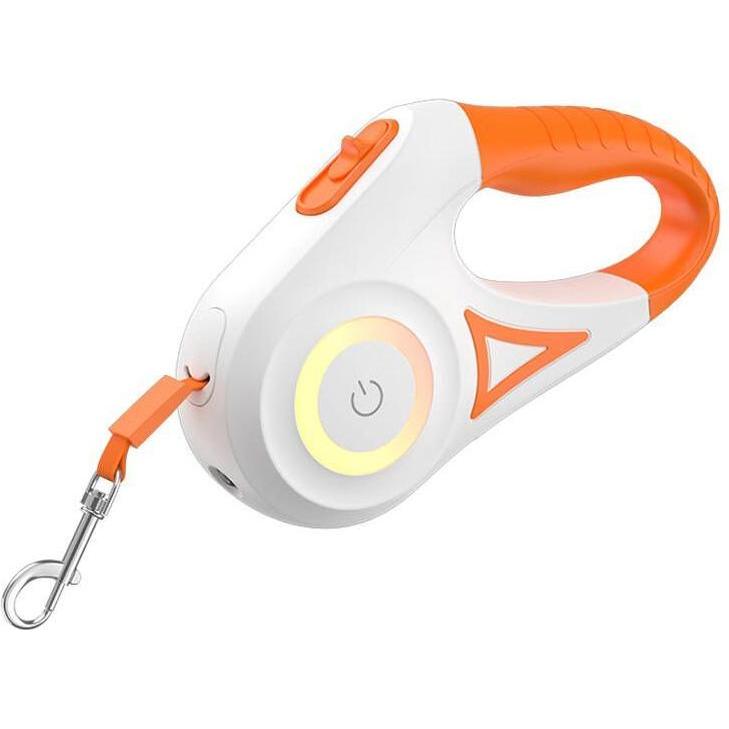 Rojeco 5m LED-Automatikleine, orange und weiß, mit ergonomischem Griff und RGB-Beleuchtung, für Hunde bis 35 kg