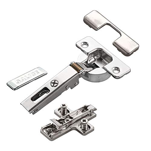 2 x Salice Topfband Serie 700 mit Dämpfer im Topf 110° Bohrbild T52 Eckanschlag inkl. Kreuz-Montageplatte Höhe 3 mm mit Euroschrauben, Exzenterverstellung, Abdeckkappen Schrankscharnier von SO-TECH®