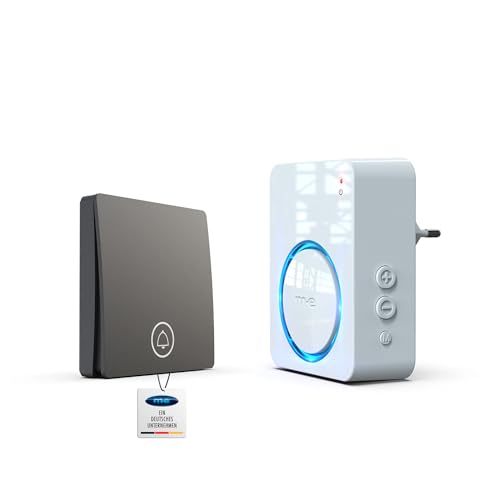 m-e Funkklingel KB-100, Kinetische Türklingel mit batterielosem Sender und 100m Funkreichweite, Nachhaltiges Türklingelset ohne Batterieabfälle, sofort betriebsbereit