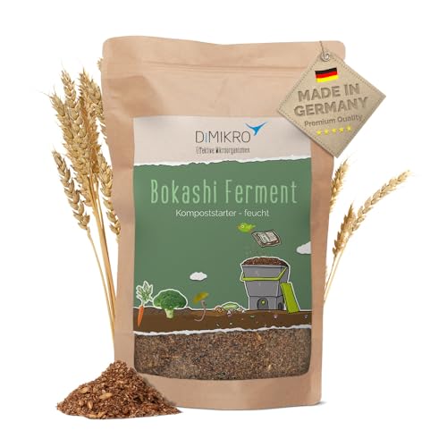 DIMIKRO Bokashi Ferment 1 Kg - Bio Fermentationshilfe für Bokashi Eimer und Kompost, natürlicher Geruchsentferner, 100% vegan, mit effektiven Mikroorganismen
