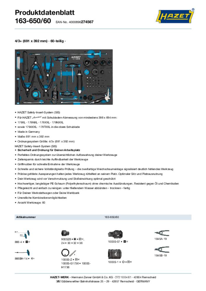 Hazet Werkzeug-Sortiment 163-650/60, 61-teiliges Werkzeugkoffer-Set mit vielseitigen Anwendungen