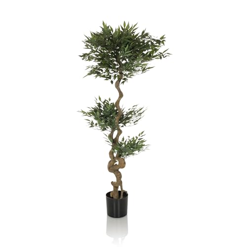 hjh OFFICE Kunstpflanze Acacia Deko Pflanze Aralie künstlich 155 cm, pflegeleichter Kunstbaum, Grün 871054