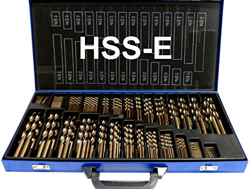 PeTools 230-tlg. Edelstahl-Bohrer HSS-E Kobalt Cobalt (Co5) Spiral-Bohrer VA mit Kreuzanschliff