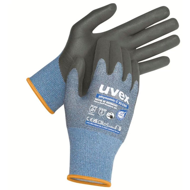 Uvex phynomic C XG ESD 6004806 Schnittschutzhandschuh Größe 6, Öl-Grip Beschichtung, ESD-fähig, Touchscreen-kompatibel