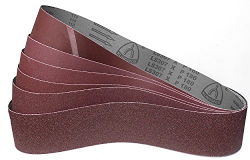 Klingspor LS 307 X, Gewebe-Schleifband 100 x 1220 mm, 6-teiliges Premium-Set mit Körnungen 40-180, Edelkorund, für Metall und Holz