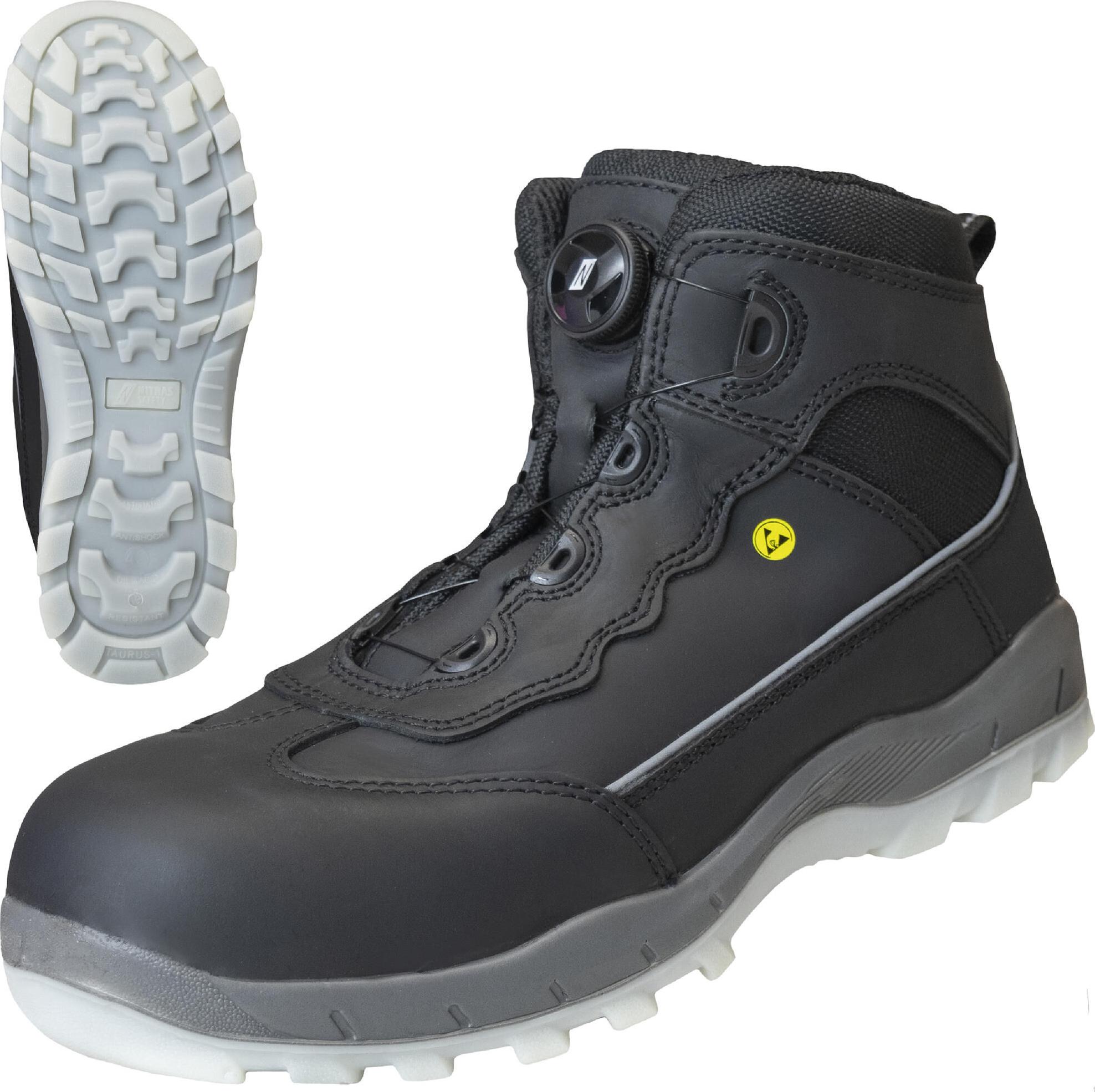NITRAS SAFETY Sport Step Mid Fit, Sicherheitsstiefel S2, schwarz mit rutschhemmender PU/TPU-Laufsohle, Gr. 42