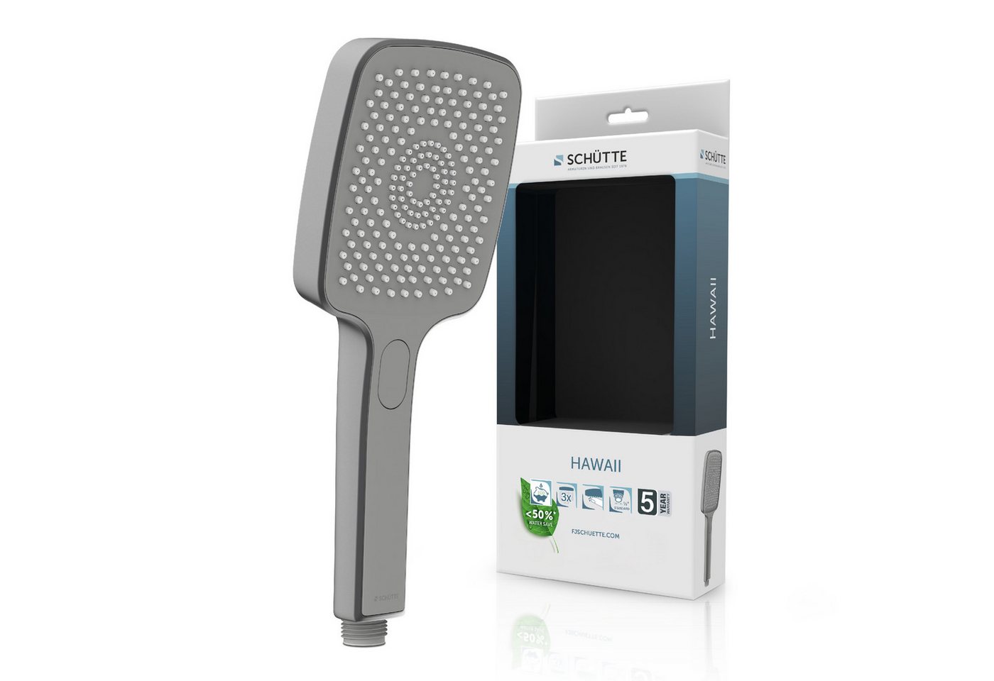 Schütte Handbrause HAWAII, 3-fach verstellbar mit Antikalknoppen, rund und wassersparend