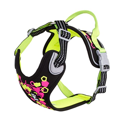 Hurtta Weekend Warrior Neon Hundegeschirr, Brustgeschirr für mittelgroße Hunde, Neon Lakritze, 60-80 cm - Ergonomisch geformt, langlebig und atmungsaktiv