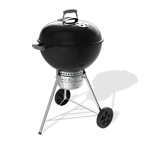Weber Original Kettle Premium Holzkohlegrill, 57 cm mit Porzellanemailliertem Deckel, One-Touch-Reinigungssystem und integriertem Deckelthermometer, Schwarz