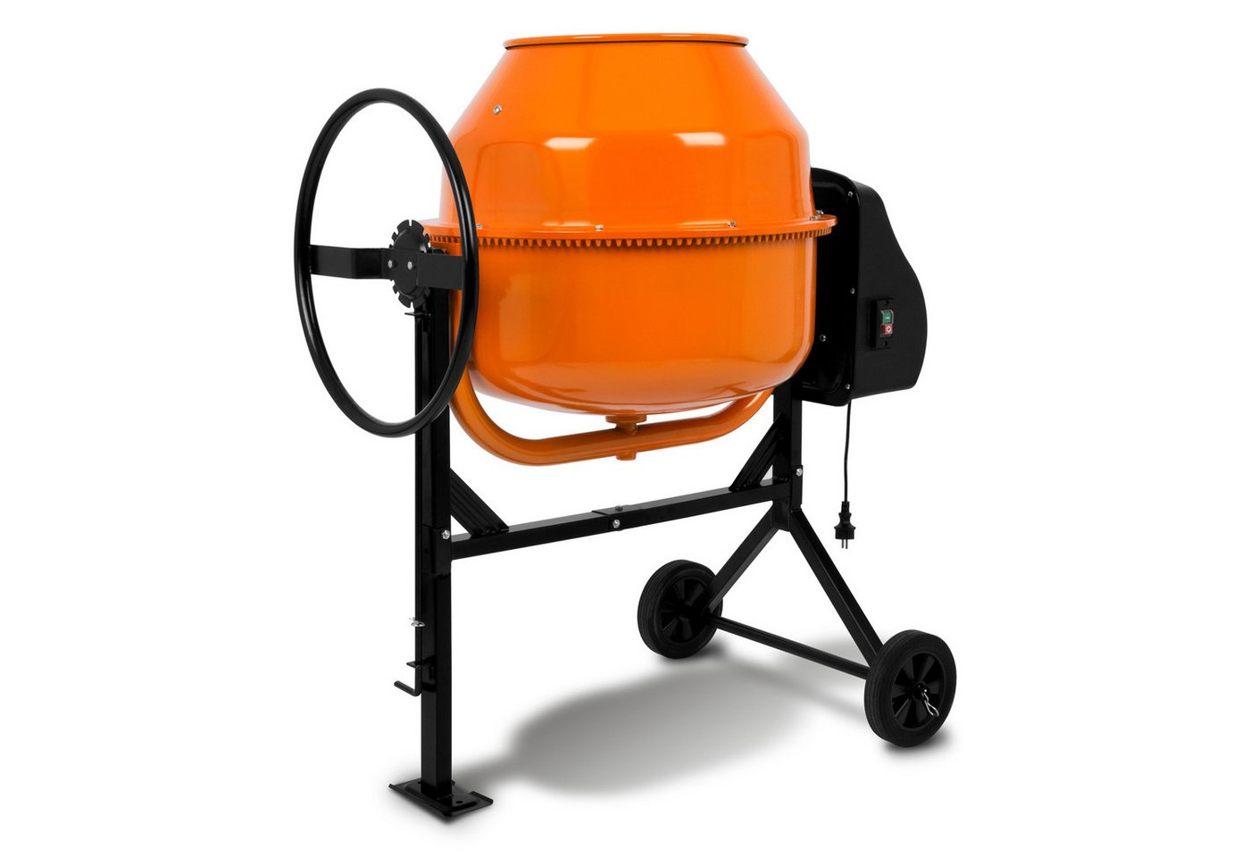 EBERTH Betonmischer 180L Elektrisch, 650W Motor, Gestell, Trommel und Zahnkranz aus Stahl, Zementmischer in orange/ schwarz