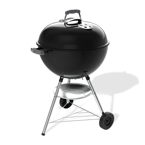Weber Bar-B-Kettle Holzkohlegrill (2026 Version), 57 cm Grillfläche, porzellanemaillierter Deckel, Thermometer, Schwarz/Silber