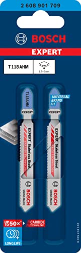 Bosch Professional 2x Expert ‘Stainless Steel’ T 118 AHM Stichsägeblatt (für Edelstahlbleche, Länge 83 mm, Zubehör Stichsäge)