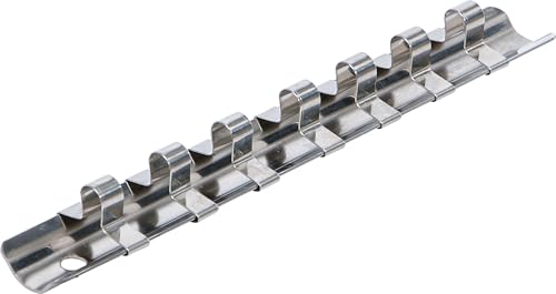 BGS TECHNIC Aufsteckschiene mit 7 Clips, Metall, 150 x 20 mm, 6,3 mm (1/4")