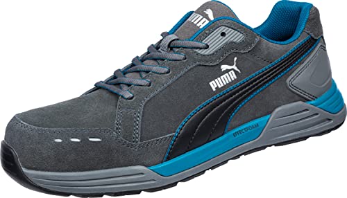 PUMA Safety AIRTWIST GREY LOW, S3 Sicherheitsschuh mit EFFECT.FOAM Dämpfung, hydrophobiertem Veloursleder und FAP®lite Durchtrittschutz, grau