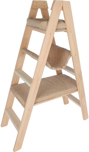 Kerbl Pet Kratzbaum Ladder, 97x39,5x134cm, beige, Doppelleiter-Design, Massivholz, Veloursstoff in Rautenoptik - Preisvergleich