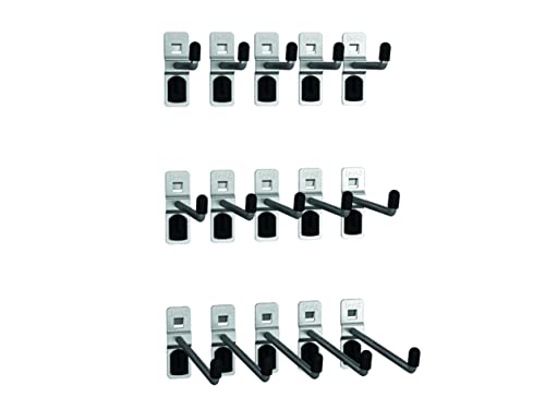 Bott Werkzeugwand PL 31, Werkzeughaken-Sortiment 15-teilig aus robustem Stahl für Lochwände, inkl. Montageschlüssel