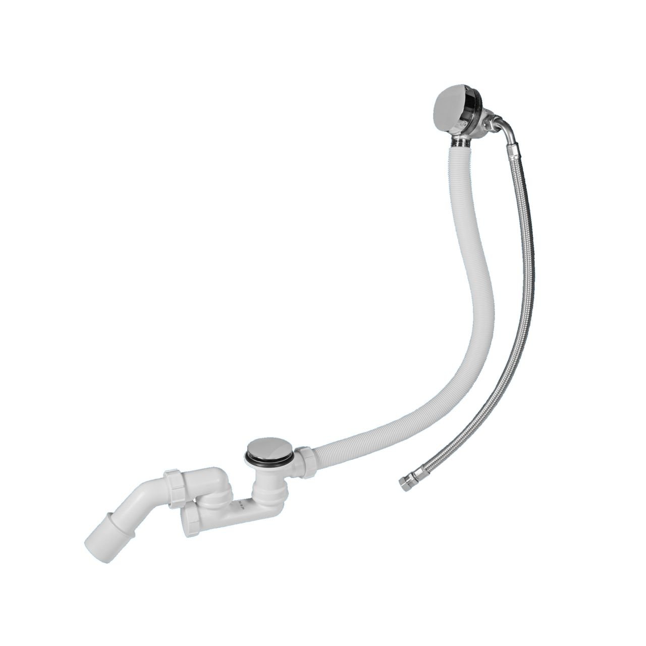 Ottofond Ab- und Überlaufgarnitur für freistehende Badewannen mit Wassereinlauf, verchromt, Einlauf, Ablauf und Überlauf in einem