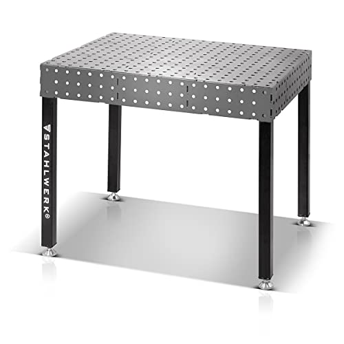 STAHLWERK 3D Schweißtisch WT-100 3D ST mit 1.000 kg Tragkraft, D16 Lochsystem und 6 mm Arbeitsplatte 100 x 80 cm, Carbonstahl DIY-Bausatz, nivellierbare Füße
