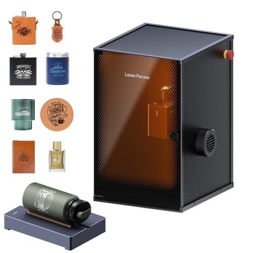 LaserPecker LP2, Laser Graviermaschine mit Sicherheitsabdeckung und Rotationswalze, 450 nm Halbleiter-Blaulicht, Hochgeschwindigkeitsgravur bis 600 mm/s