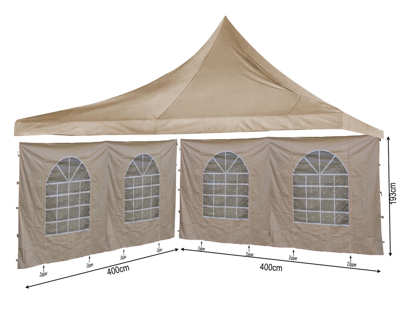 Quick Star Pavillon-Ersatzdach Ersatzdach 4x4m mit 2 2eitenwänden 400x193cm für Pavillon Sahara Sand