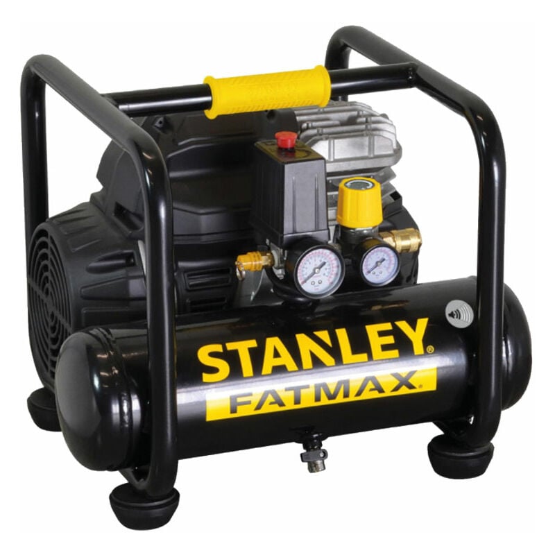 Stanley S 244/8/6, 6 lt Leiser tragbarer Druckluftkompressor mit 1,5 PS Elektromotor und öl- und schmiermittelfreier Pumpeneinheit