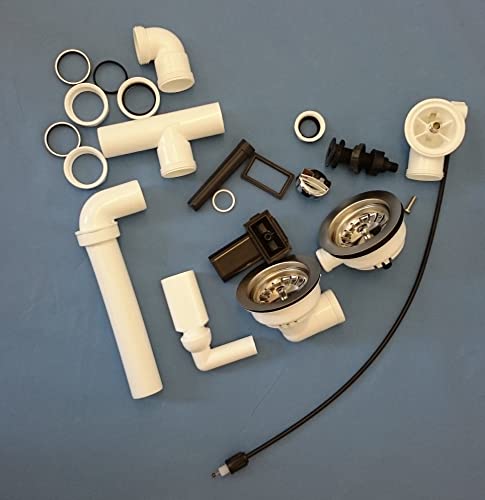 Pyramis Ab- und Überlaufgarnitur für Spülen Modelle Alea / Athena / Zeda / Amaltia, 1 1/2-Becken mit 92 mm Siebkorbventil