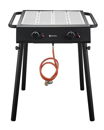 HENDI 148631 Gasgrill aus Edelstahl, thermoelementgesteuert, mit 540x540 mm Rostfläche, schwarz