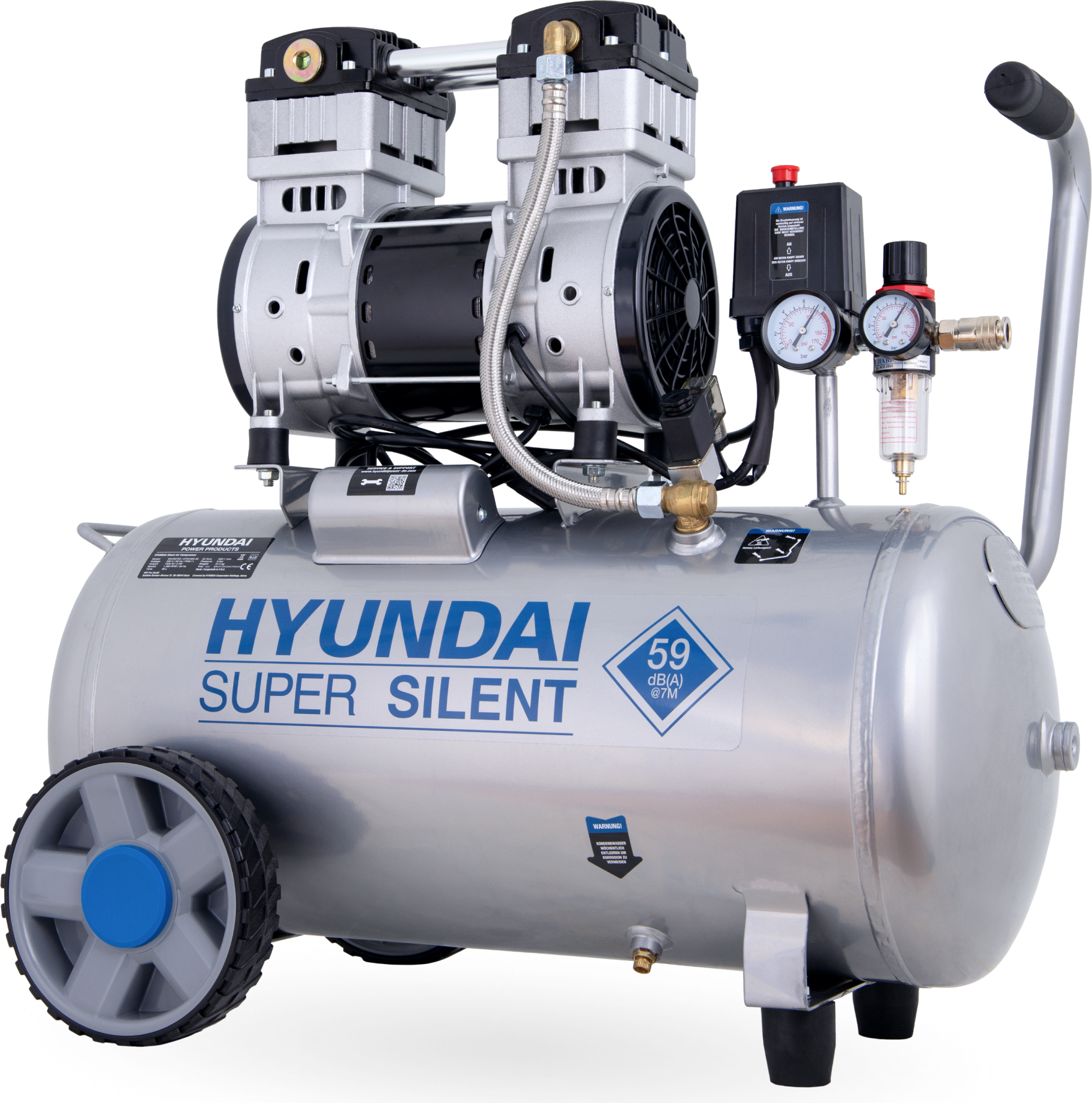 HYUNDAI Silent Kompressor SAC55753 (8 bar, 50L, ÖLFREI, 59 dB, 1.5 kW / 2.0 PS)