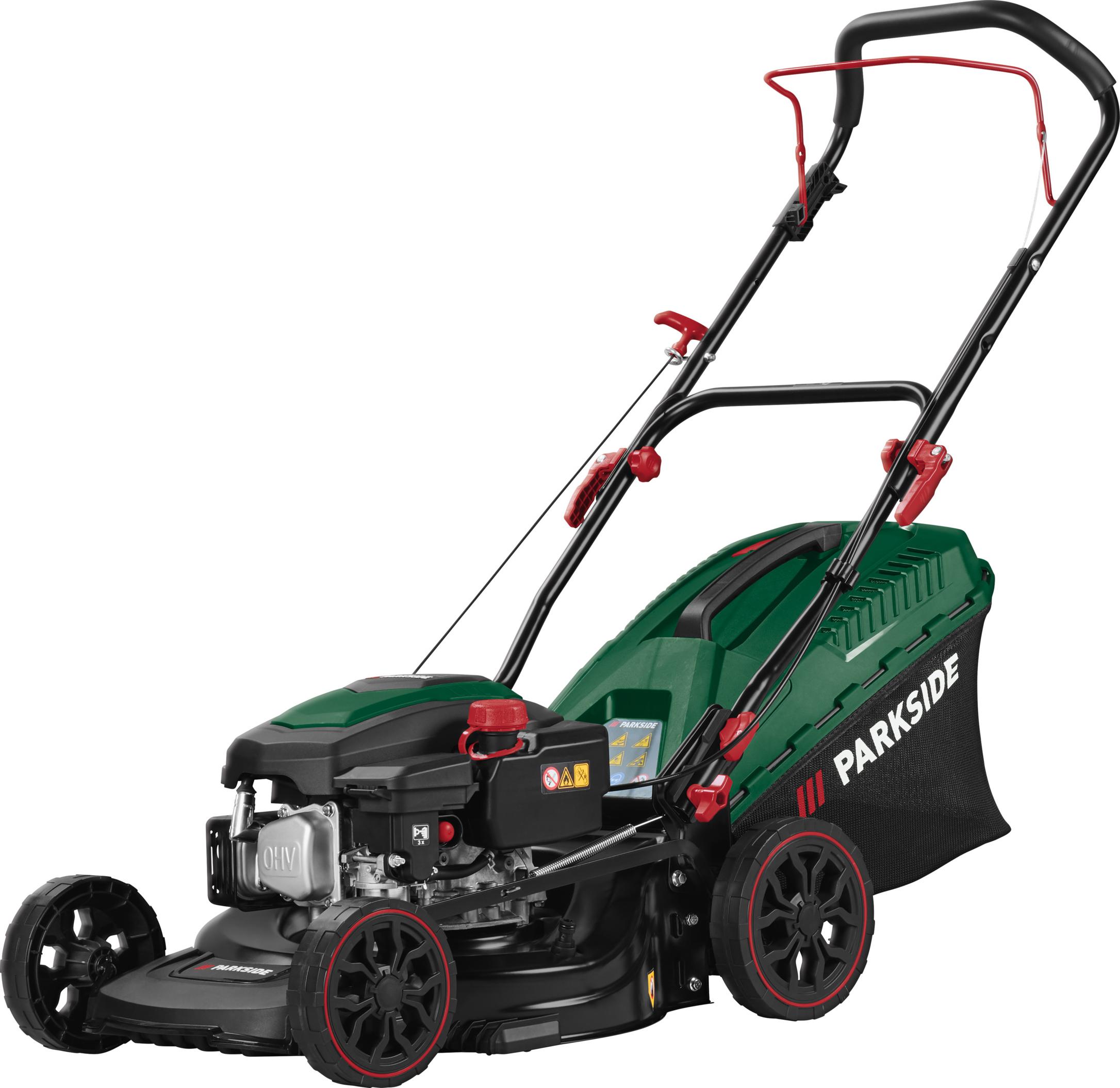 PARKSIDE® Benzin-Rasenmäher »PBRM 43 B2«, 4-Takt-Motor mit 2,6 kW, Schnittbreite 43 cm, 45 l Fangbox, zentrale 8-stufige Schnitthöhenverstellung