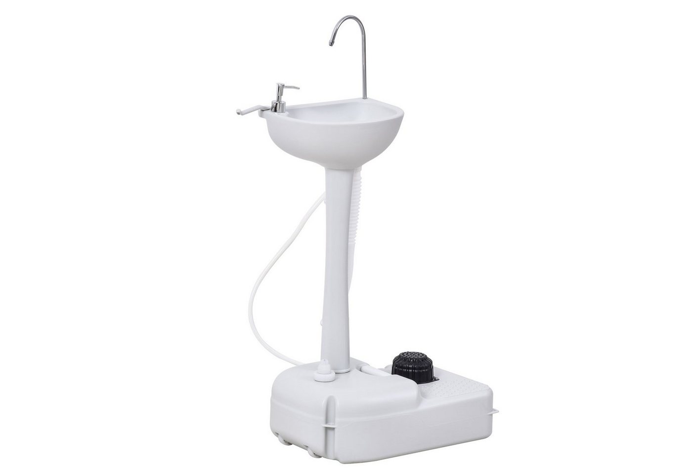 Outsunny Tragbares Handwaschbecken mit 17L Wassertank, Seifenspender und Abflussschlauch, Hellgrau