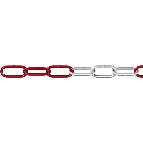 Dörner + Helmer Rundstahlkette, 6mm Dicke, 15m Länge, Verzinkter Stahl, Langgliedrig, 160kg Tragkraft, Rot/Weiß