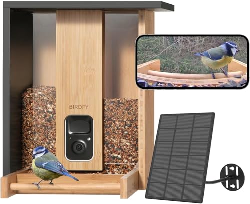 NETVUE Birdfy Vogelfutterhaus mit Kamera zur Live-Beobachtung Nachtsicht, Solarbetrieb Bambus WLAN Vogelfutterstation, HD 1080P Kamera, Farbnachtsicht - Preisvergleich
